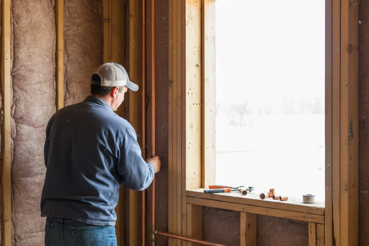 Licensed plumber running new copper supply lines in a Fremont home